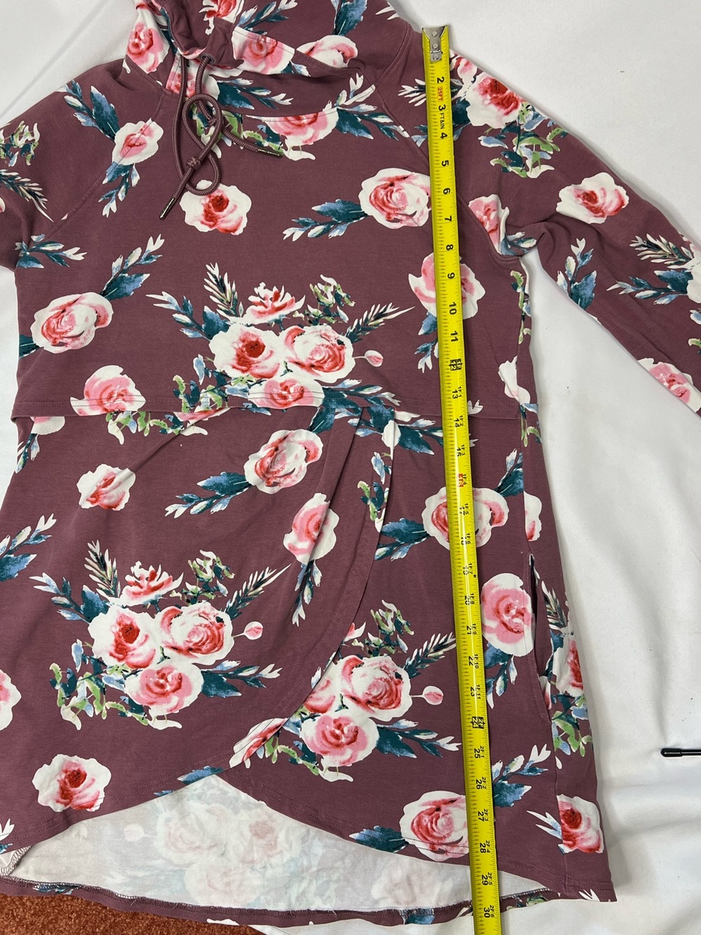 Latched Mama Tulip Front Cotton Floral Hoodie Lift Up Nursing Access Size M - Picture 4 of 9